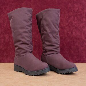 Cougar Women Gale Burgundy Fabric Waterproof Snow Winter Knee Boots sz 8